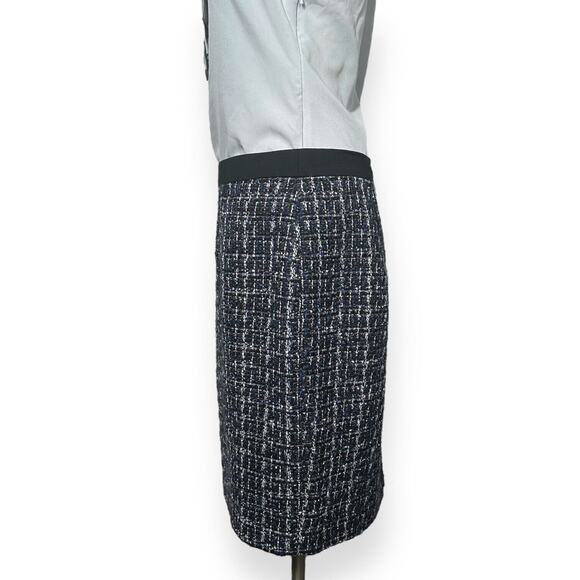 WHITE HOUSE BLACK MARKET Wool Blend Tweed Pencil Skirt Metallic Career Black 10 - Picture 7 of 14